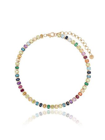 Shay rainbow gem 18K gold choker necklace