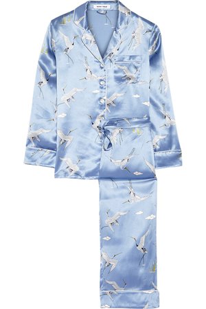 Olivia von Halle | Lila printed silk-satin pajama set | NET-A-PORTER.COM