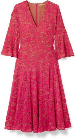 Corded Lace Midi Dress - Red