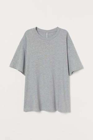 Wide-cut Cotton T-shirt - Light gray melange - | H&M US