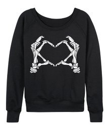 Instant Message Womens Black Skeleton Hands Heart Slouchy Pullover - Women | Best Price and Reviews | Zulily
