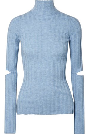 Helmut Lang | Cutout ribbed wool turtleneck sweater | NET-A-PORTER.COM
