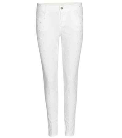 Embroidered cropped skinny jeans