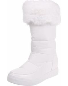 Enimay Women's Faux Fur Lined Water Resistant Mid-Calf Slip-On Winter Boot White