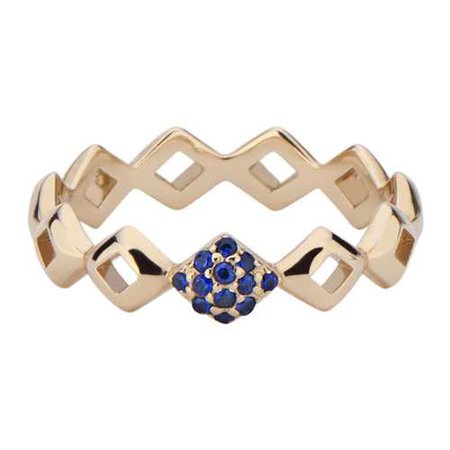 Lucia Pinky Stacking Ring with Blue Sapphire in 14K Yellow Gold by GiGi Ferranti