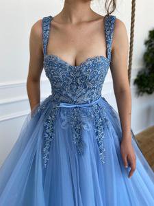 Dreamy Cerulean Laced Gown | Teuta Matoshi