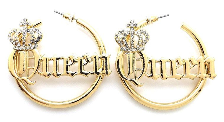 gold queen earrings