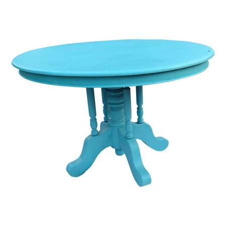 Aqua Blue Solid Cherry Dining Table | Chairish