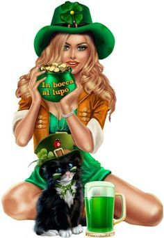 Blonde Model Green Hat St Patrick's Day