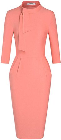 Amazon.com: MUXXN Women's Classic Vintage Tie Neck Formal Cocktail Dress with Pocket: Clothing