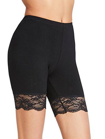 SweatyRocks Women's Sexy Lace Trim Slip Shorts Yoga Bike Active Short Leggings - Reviews