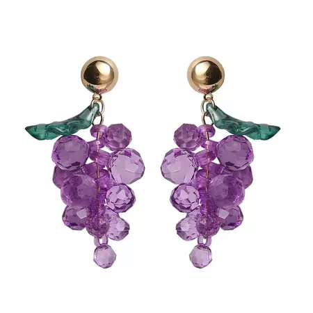 Preppy Acrylic Grape Earrings - Shoptery