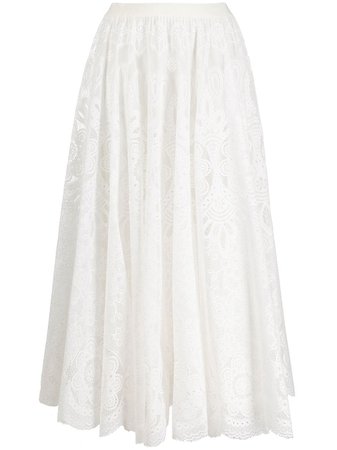 Redvalentino High-Waisted Midi Skirt TR0RAD4050F White | Farfetch