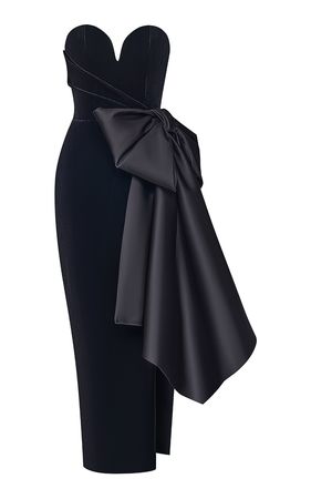 Bow-Detailed Velvet Corset Midi Dress By Rasario | Moda Operandi
