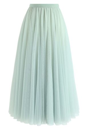 My Secret Garden Tulle Maxi Skirt in Mint - Retro, Indie and Unique Fashion