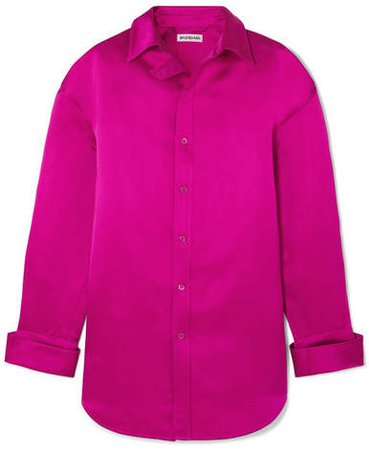 Oversized Silk-satin Shirt - Pink