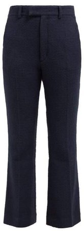 Holiday Boileau - Cavalleri Mid Rise Cotton Boucle Trousers - Womens - Navy