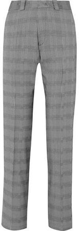 Houndstooth Wool-blend Slim-leg Pants - Gray