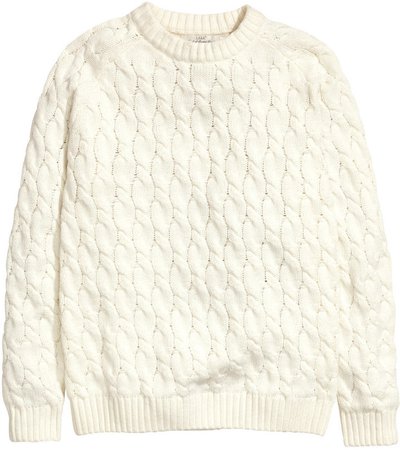 H&M Cable Knit Sweater Natural White, $49 | H & M | Lookastic.com