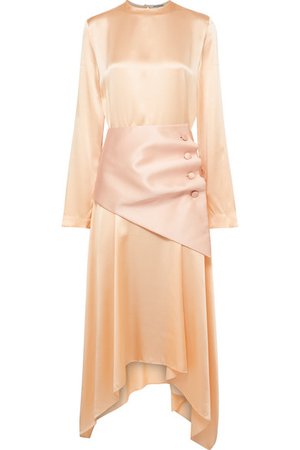 MATÉRIEL | Belted asymmetric silk-satin midi dress | NET-A-PORTER.COM