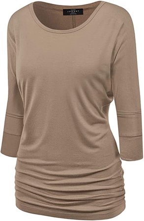 Made By Johnny Women's V-Neck/Boat Neck 3/4 Sleeve Drape Dolman Shirt Top with Side Shirring at Amazon Women’s Clothing store