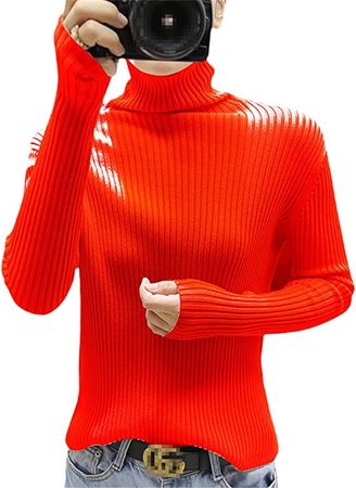 Wvapzxx Autumn Winter Women Basic Turtleneck Sweater Wool Pullover High Elasticity Knitted Ribbed Slim Jumper at Amazon Women’s Clothing store