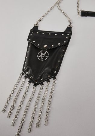 Widow Vegan Leather Pentagram Chain Bag - Black – Dolls Kill