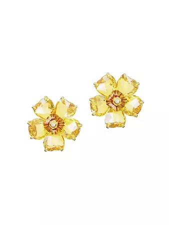 Swarovski Florere Goldtone & Crystal Flower Stud Earrings