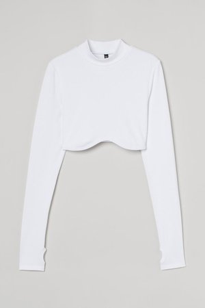 Long-sleeved Crop Top - White - Ladies | H&M US