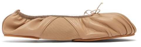 Betty Ruched Leather Ballet Flats - Womens - Nude