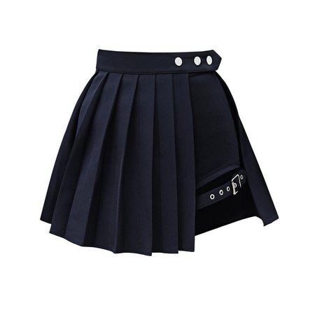 Black Punk Pleated Ruched 6666 K3 Mini Short Empire Skirt