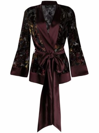 Carine Gilson Velvet floral-jacquard Jacket Robe - Farfetch