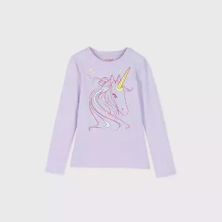 Girls' Long Sleeve Unicorn Graphic T-Shirt - Cat & Jack™ Violet : Target