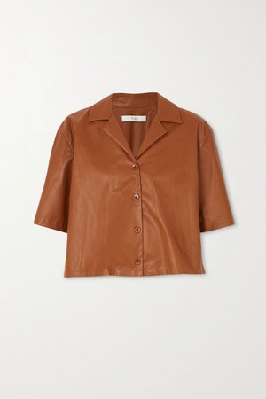Brown Faux leather shirt | Tibi | NET-A-PORTER
