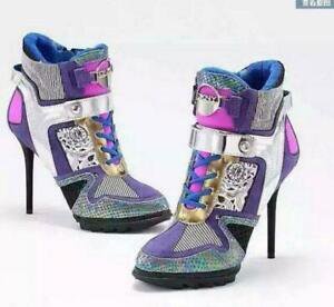 Elegant Women's Sneaker High Heels Colorful Stilletto Multi-Color Pumps Shoes