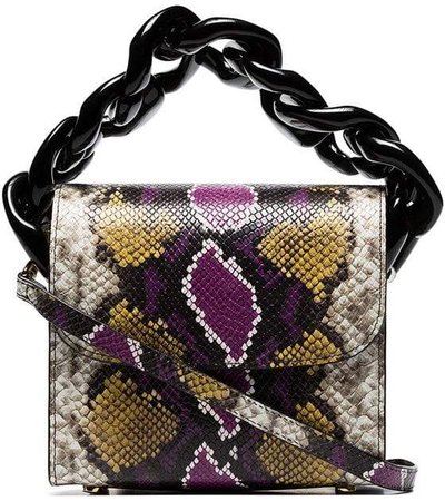 Marques'Almeida multicoloured snake effect chain leather bag | Fashmates.com
