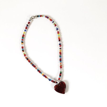 Vintage 90s Handmade Multicolor Beaded Heart Choker Necklace | Etsy