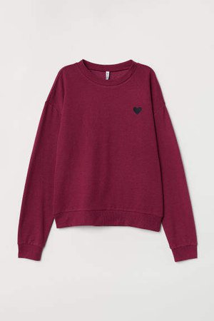 Sweatshirt with Embroidery - Pink