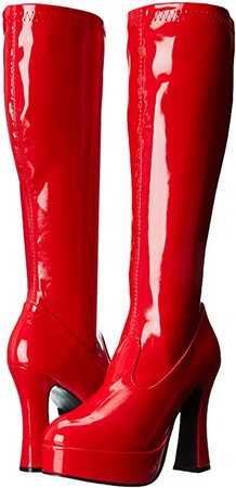 (Red Patent) Ellie Women's Chacha Boots - 5-Inch Platform Go Go Boots | Mid-Calf