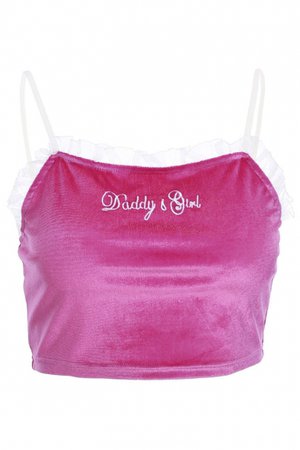 DADDY GIRL Letter Embroidered Mesh Insert Trim Spaghetti Straps Sleeveless Crop Cami - Beautifulhalo.com