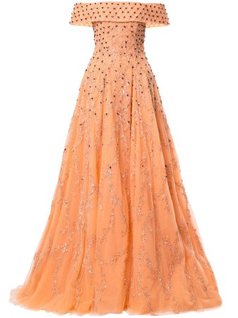 Saiid Kobeisy beaded bandeau princess gown orange RTWSS2026 - Farfetch