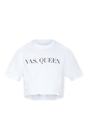White Yas Queen Crop Tee | Tops | PrettyLittleThing