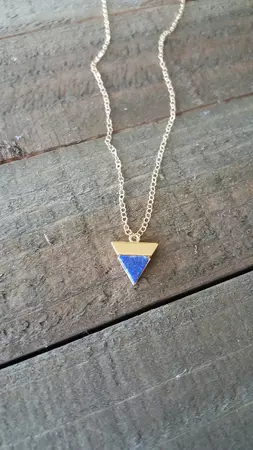 Lapis Necklace Blue Stone Necklace Gold Triangle Necklace - Etsy