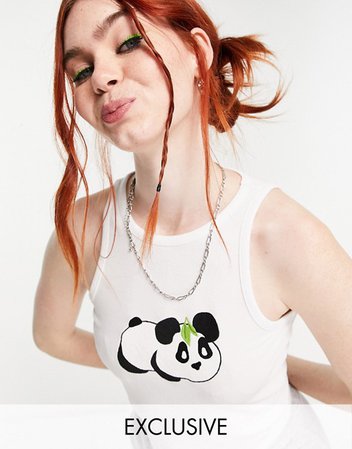 Native Youth fitted ribbed tank with panda embroidery | ASOS