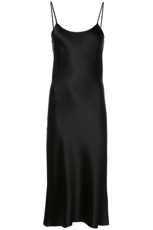 Midi Silk Slip Dress in Black – Maison De Mode