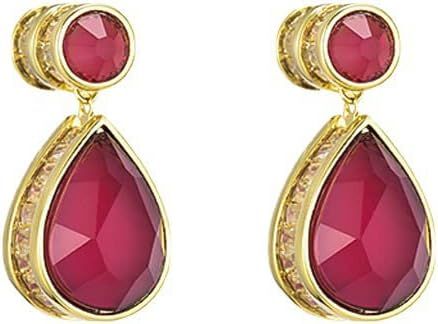 Amazon.com: 18K Gold Red Ruby Drop Earrings for Women,Eye-Catching Geometric Style Dangle Earrings,Perfect for Any Occasion (Style 1): Clothing, Shoes & Jewelry