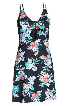 Tommy Bahama Floral Springs Cover-Up Spa Dress black