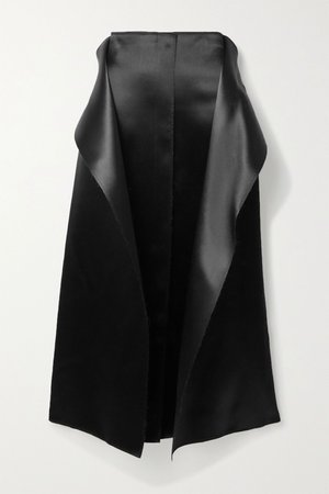 Black Okif layered hammered-satin midi skirt | The Row | NET-A-PORTER