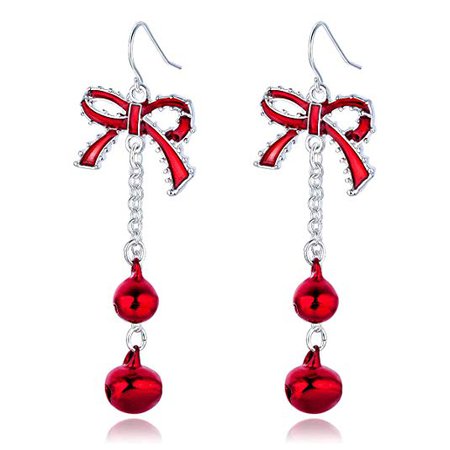 Lightweight Christmas Red Bow Knot Piercing Dangle Earrings Jingle Tassels Silver Plated Women Girls Holiday Gift: Amazon.ca: Jewelry