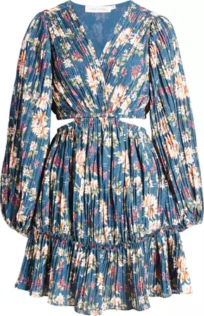 FLORET STUDIOS Floral Side Cutout Long Sleeve Dress | Nordstrom